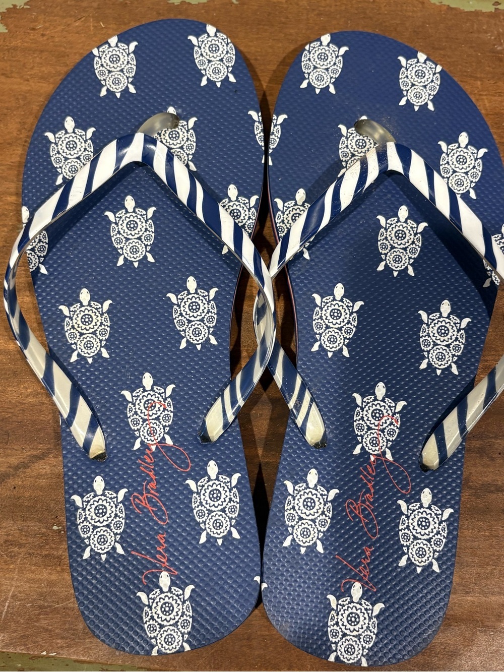 Vera Bradley Navy & White Turtle Print Flip Flop Sandals